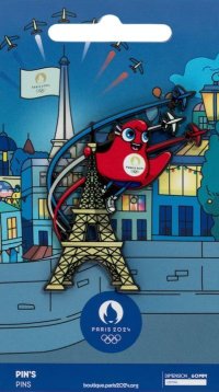 パリ 2024 オリンピック マスコット エッフェル塔ピンバッジ